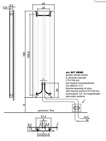 Алюминиевый радиатор водяной Antonio Lupi Bit арт. BIT180A