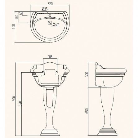 Колонна раковины тюльпана Migliore Milady арт. ML.MLD-25.717.D3.BR