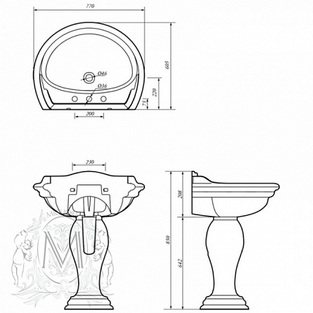 Колонна раковины тюльпана Migliore Milady арт. ML.MLD-25.707.D2